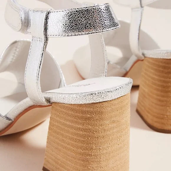 Jeffrey Campbell Metallic Block-Heeled Sandals size 6 , Velcro adjustable strap - Picture 2 of 14